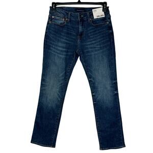 Aeropostale SZ 28x30 Straight Mens Jeans Stretch Zip-Fly Pockets Whiskered Blue